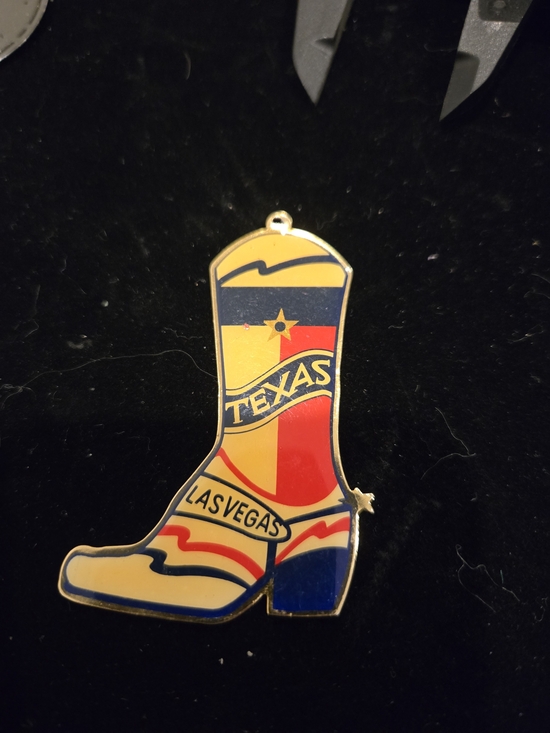 Other - Vintage Texas Las Vegas Cowboy Boot Ornament - Red, Blue, Yellow